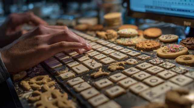 Cookie Keyboard Typing on Screen Food Concept