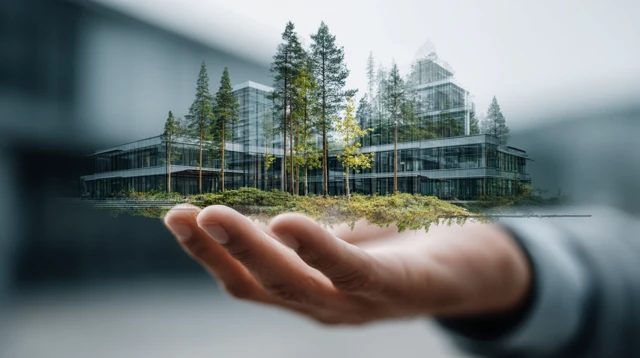 Eco Finance Hand Holding Icon Nature Blurred Background