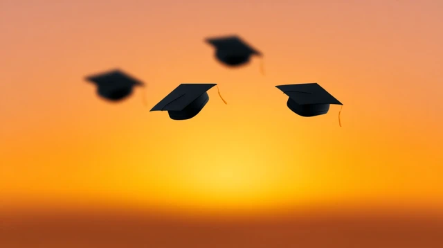 Graduation Caps in Golden Hour Celebration