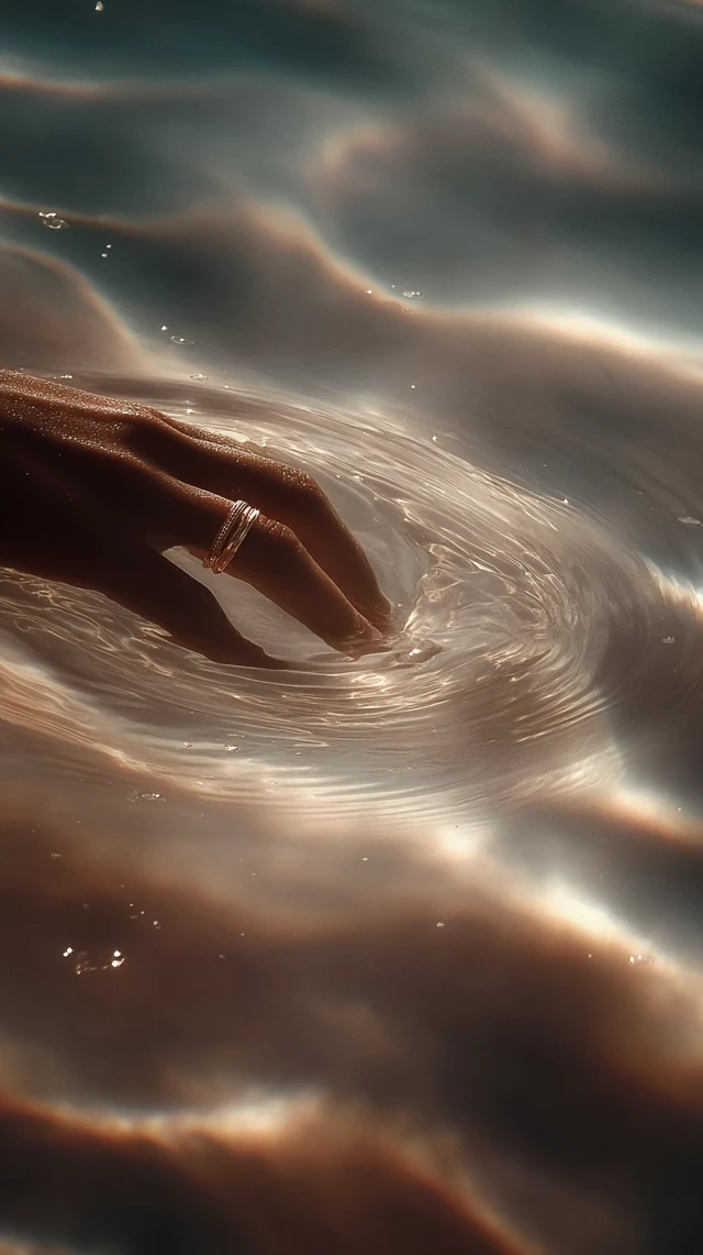 Hand in Water with Ring: High Detail Photography