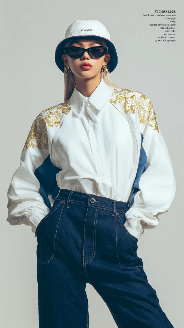 Fashion Model in Oversized Outfit