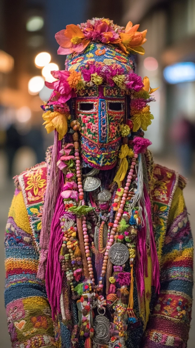 Nepalese Shaman Costume Voodoo Mask Photography