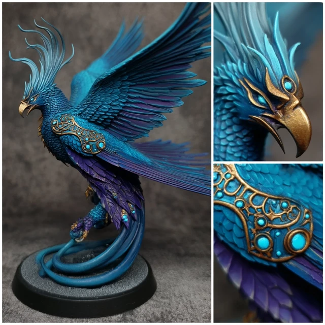 Blue Phoenix Fantasy Miniature Statue