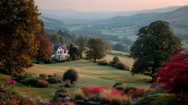 Serene Landscape with a House Peaceful and Beautiful