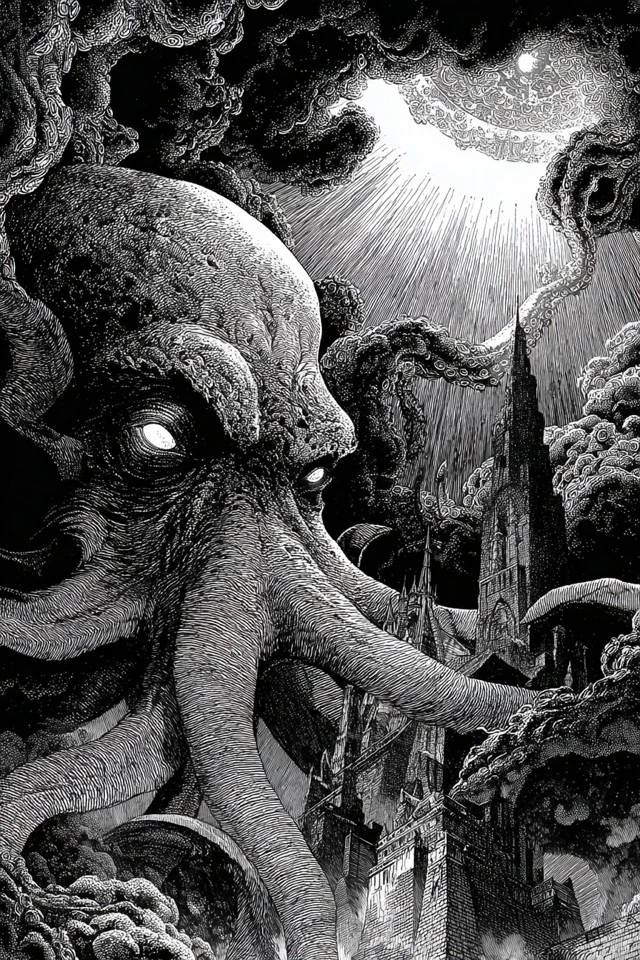 Lovecraftian Horror Ink Illustration