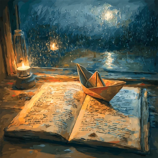 Cozy Desk by Window Peaceful Night Scene