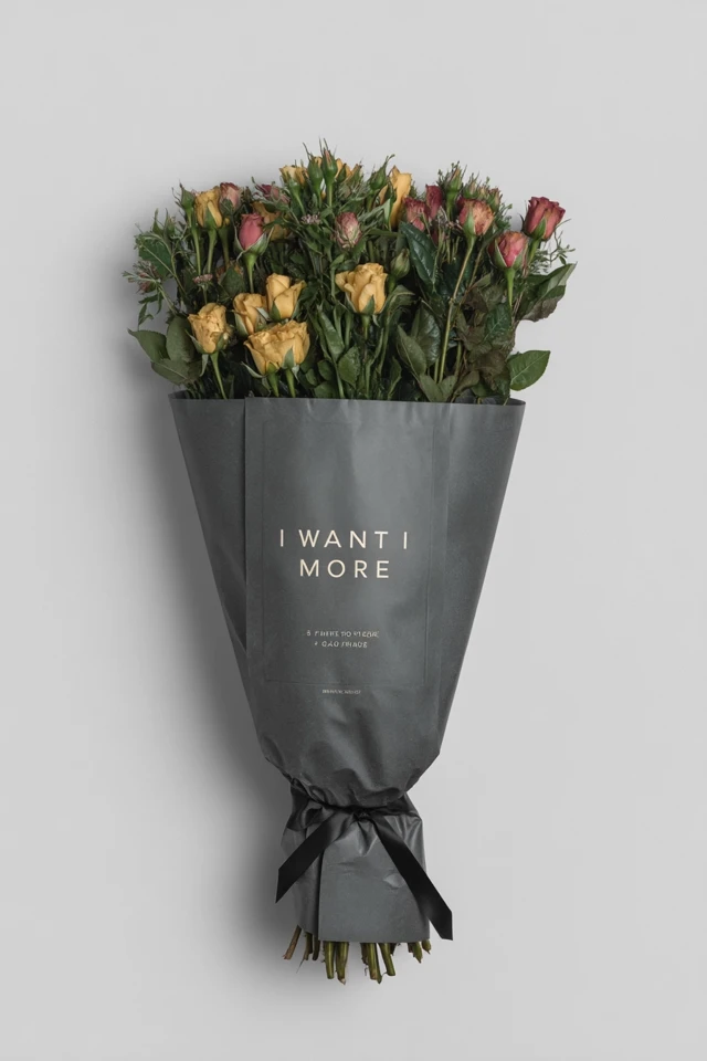 Rose Bouquet in Gray Wrap Studio Photography