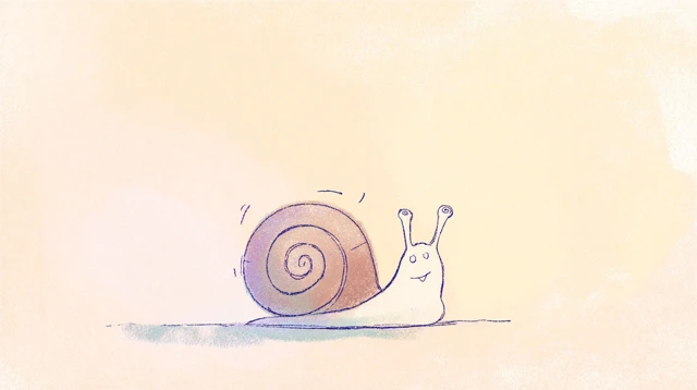 Cute Cartoon Snail Watercolor Illustration Ghibli Style