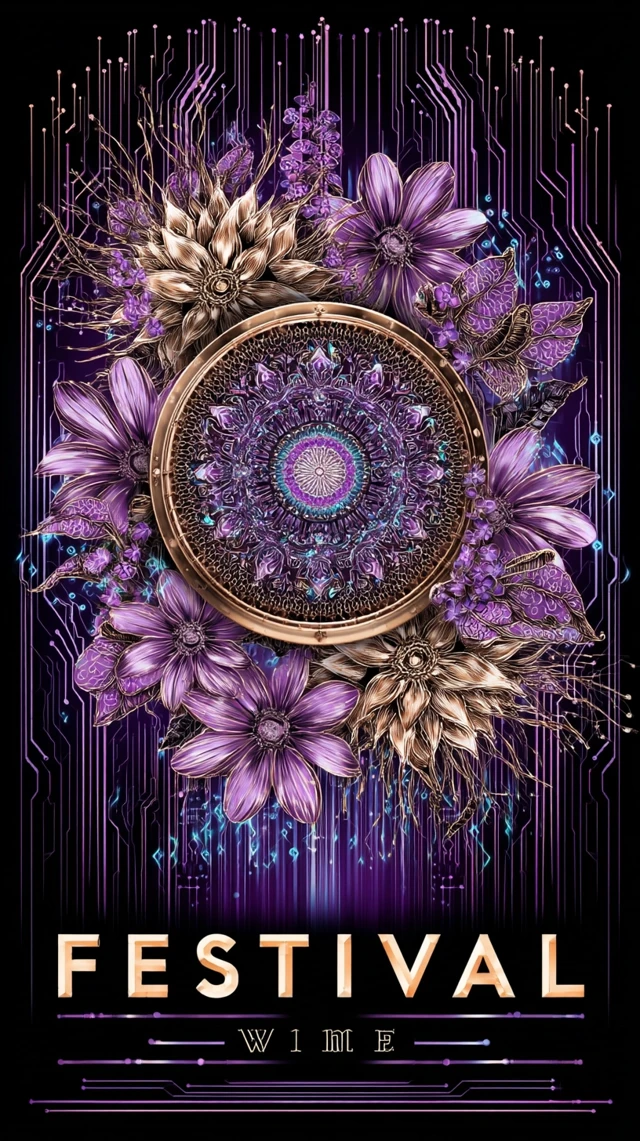 Festival Wire Digital Art Mandala Floral Futuristic