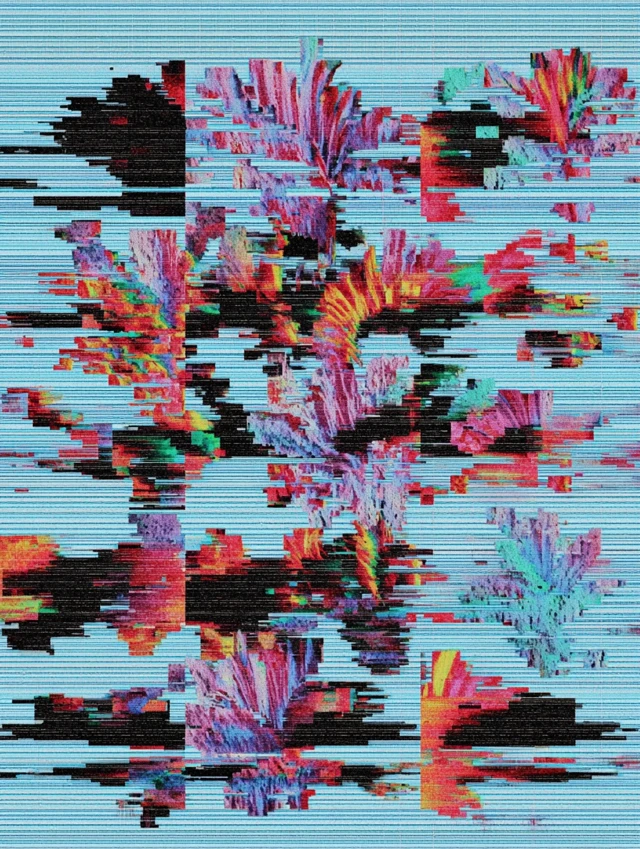 Abstract Digital Art with Violet and Neon Accents