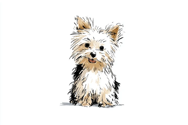 Cute Yorkshire Terrier Art in Ralph Steadman Style