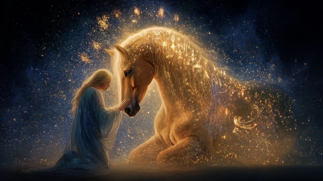 Angel and Cosmic Horse A Celestial Bond