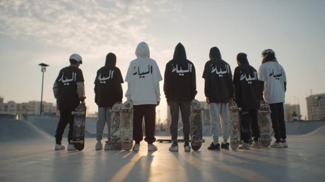 Saudi Arabian Skateboarders at Modern Skate Park