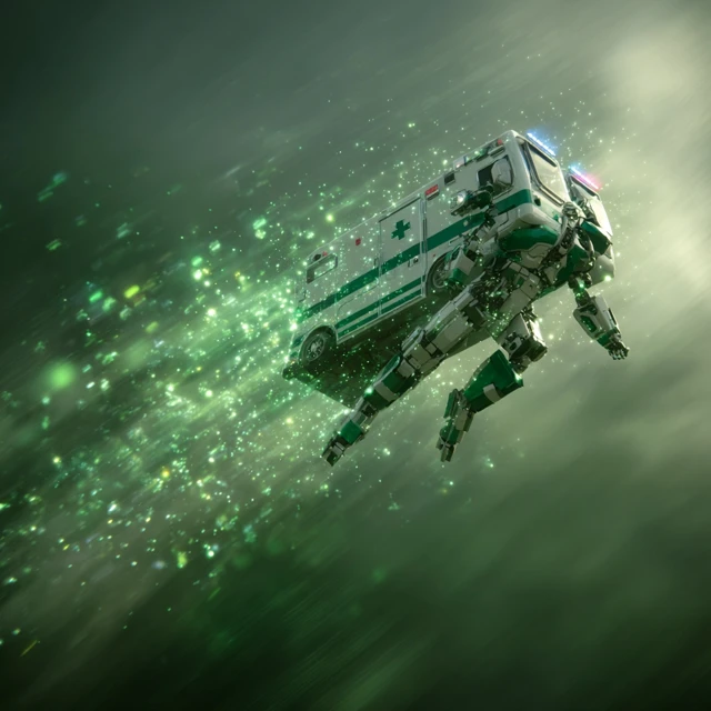 Ambulance Robot Transformation 3D Art