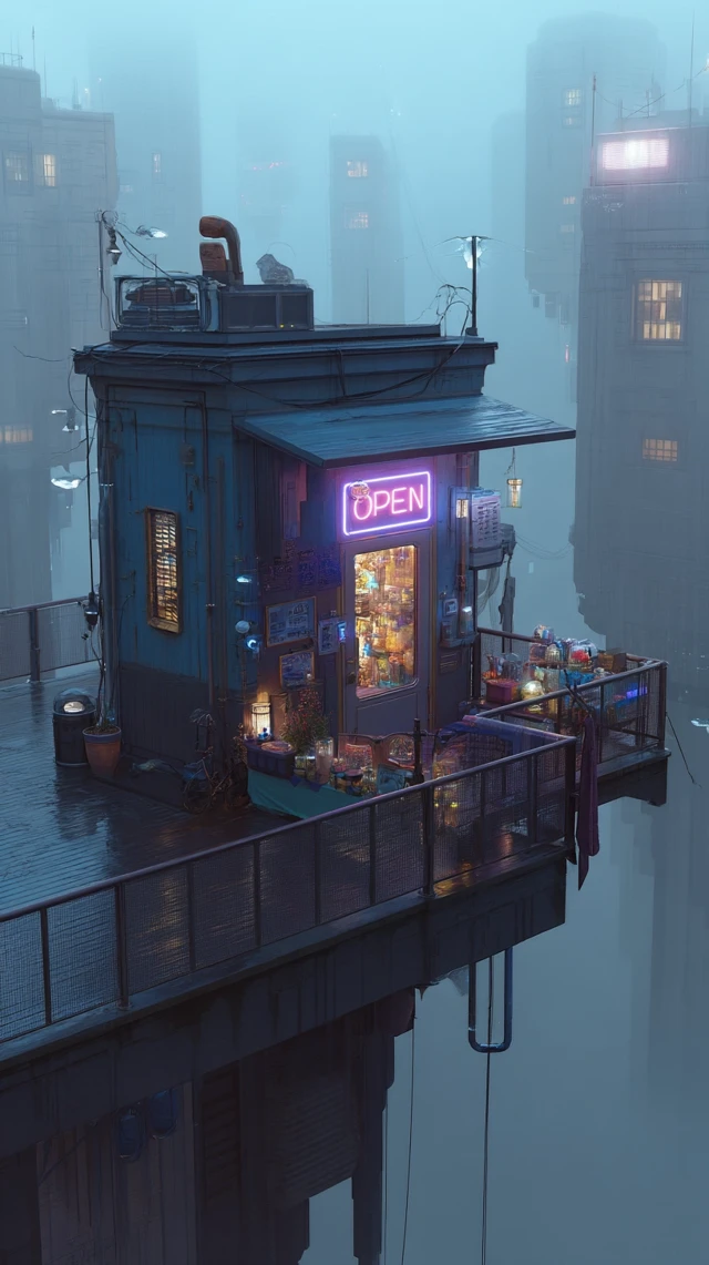 Cyberpunk Floating Market Stall
