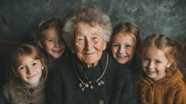 Grandmother and Grandkids Family Bonding