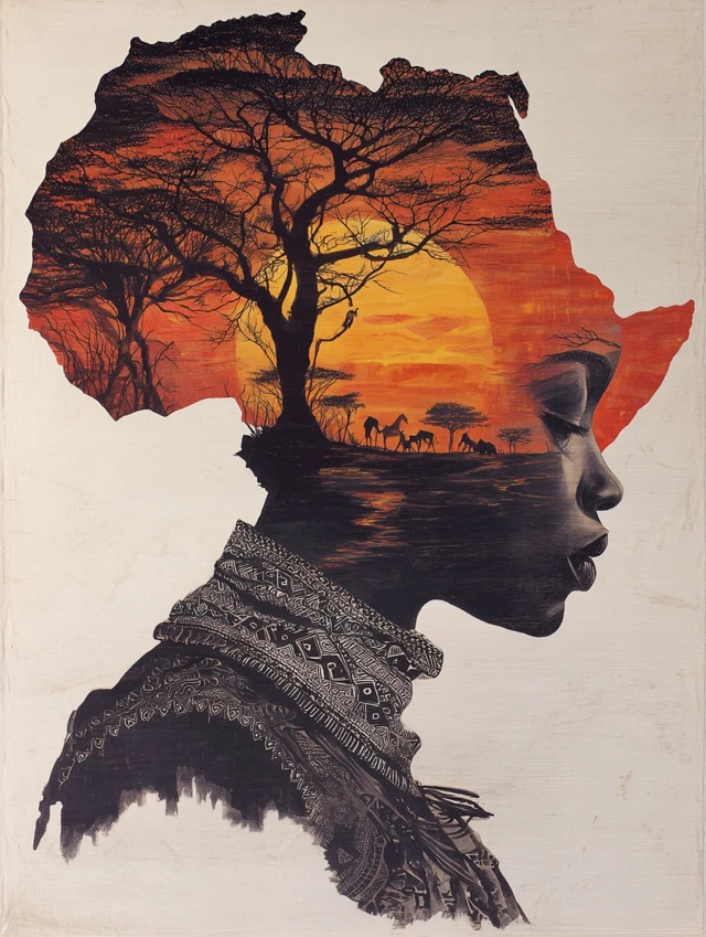African Woman in African Art Painting