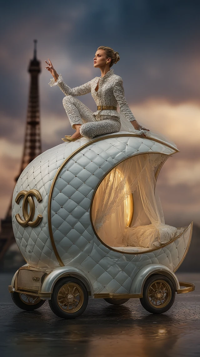 Chanel Luxury Camper Van in Paris Fashion SciFi
