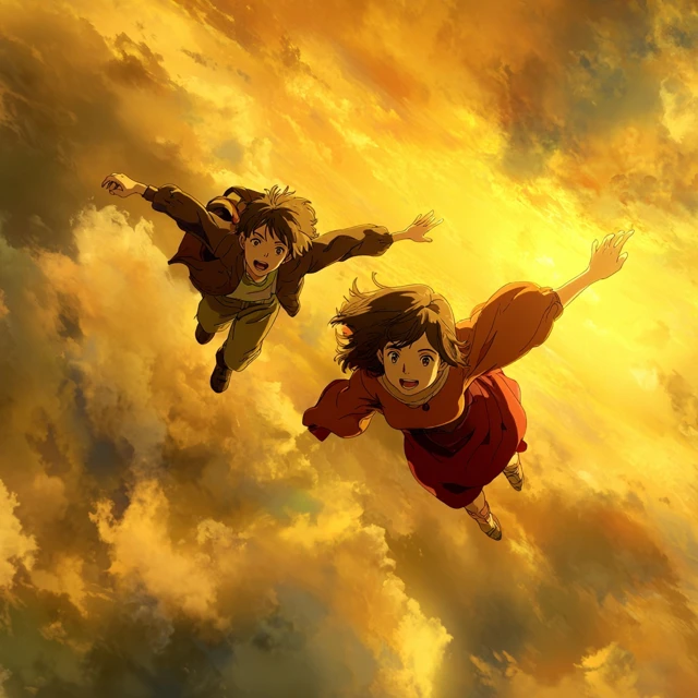 Anime Wingsuit Flight Boy and Girl Adventure