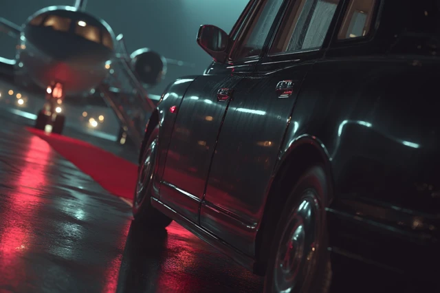 London Taxi Cab at Airport Night Scene Ultra Realistic