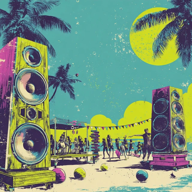 Beach Party Poster Illustration Retro Vibes