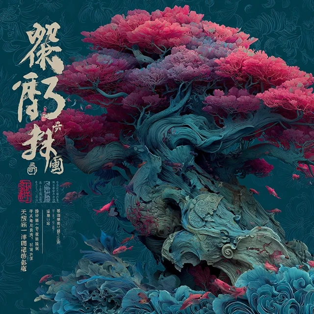 Mystical Tree and Whale Anime Art