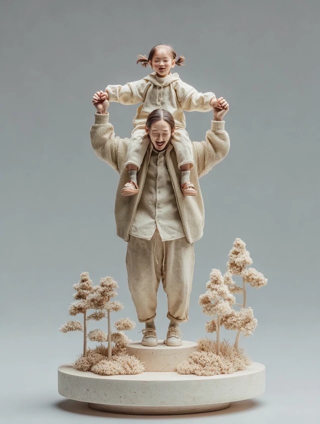 Father and Daughter Model in a Garden Scene