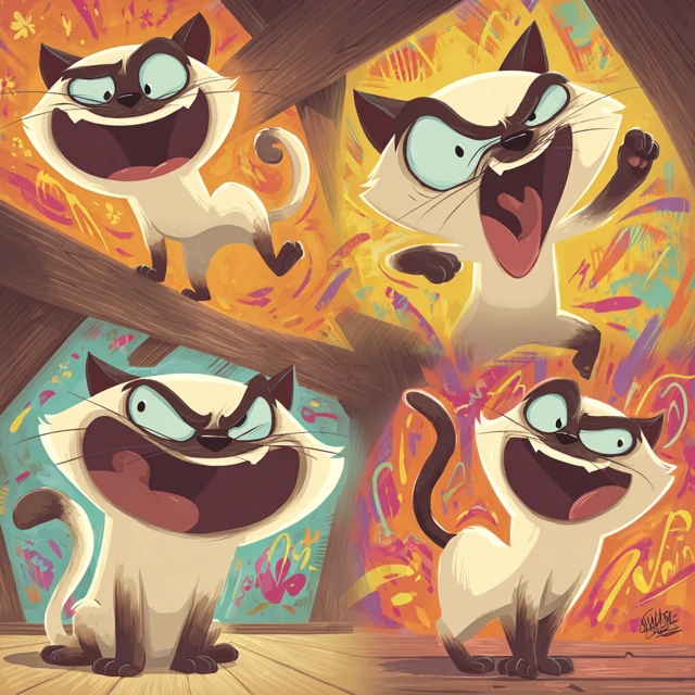 Tonkinese Cat Cartoon Groovy 60s Retro Art