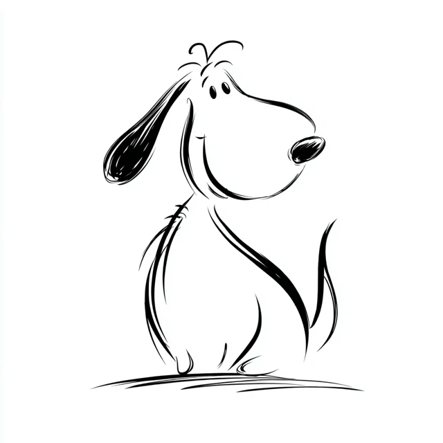 Cartoon Dog Outline Simple Lines