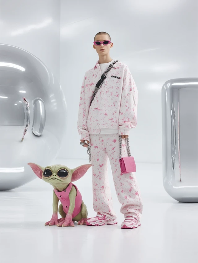 Balenciaga Campaign Model and Gizmo High Fashion