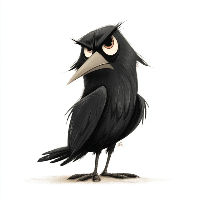 Cartoon Crow Angry Bird Illustration