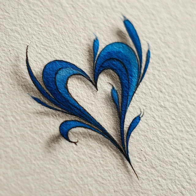 Indigo Blue Heart Tattoo Design Stylish and Simple