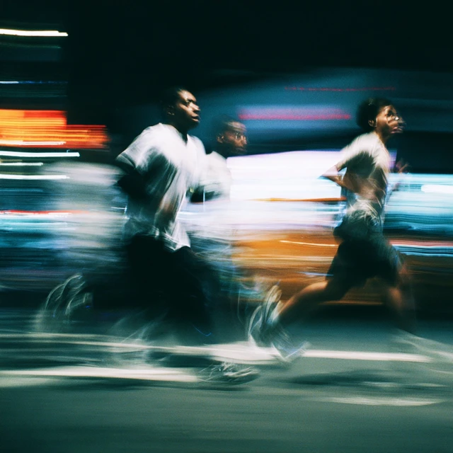 NYC Runners Night Motion Blur