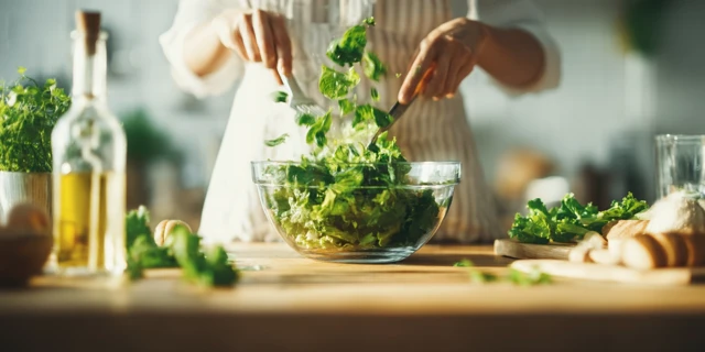 Fresh Green Salad Preparation Healthy Food Photo