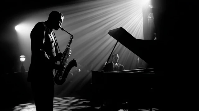 Jazz Performance A Dramatic Black and White Scene