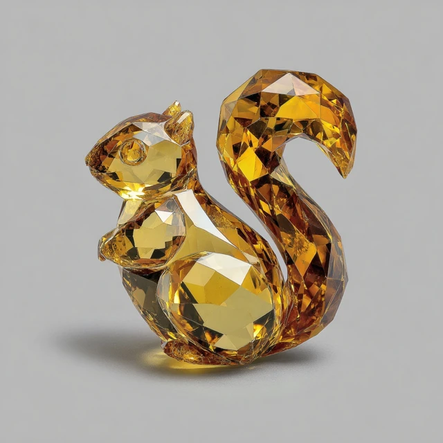 Yellow Diamond Squirrel Sculpture Art