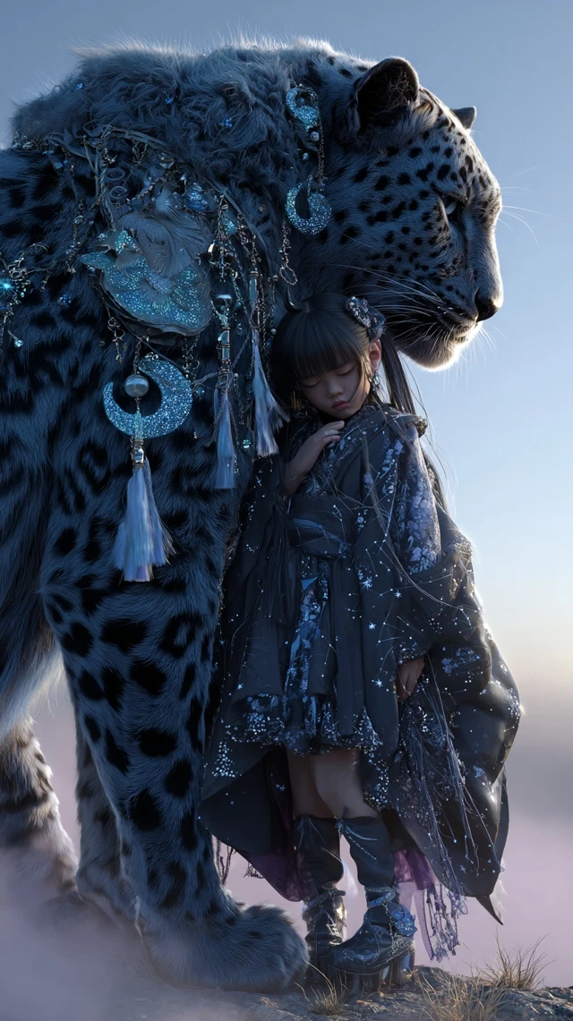 Divine Guardian Leopard and Child Fantasy Art