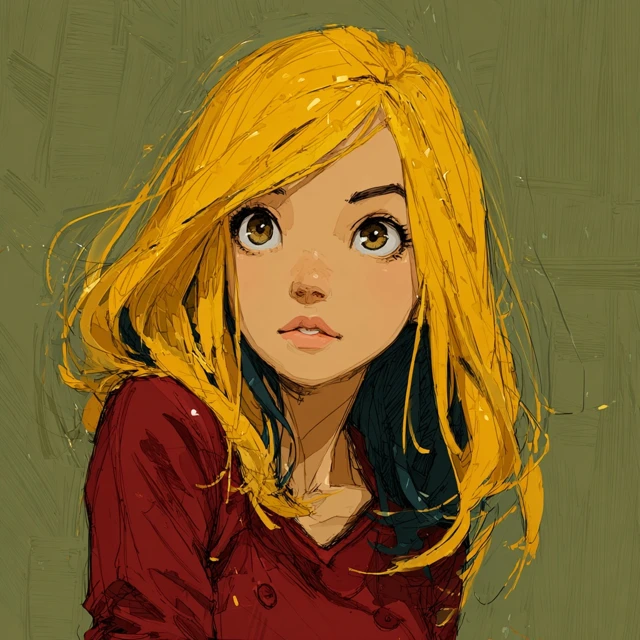 Anime Girl with Yellow Hair Illustration