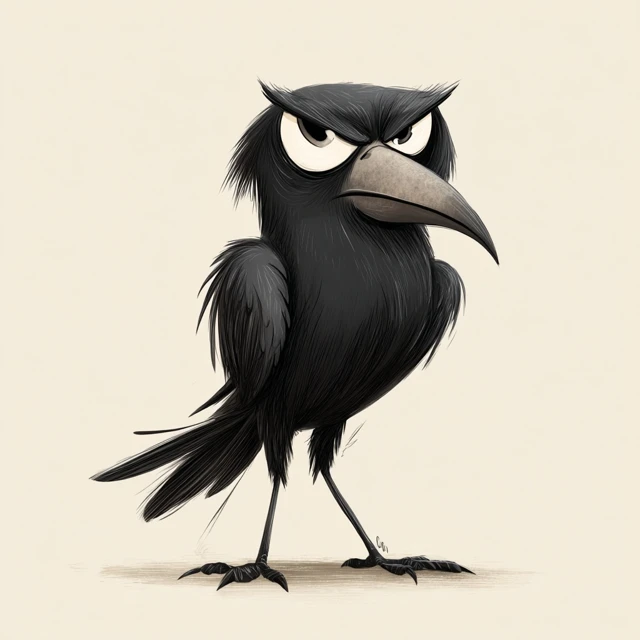 Cartoon Crow Angry Bird Illustration
