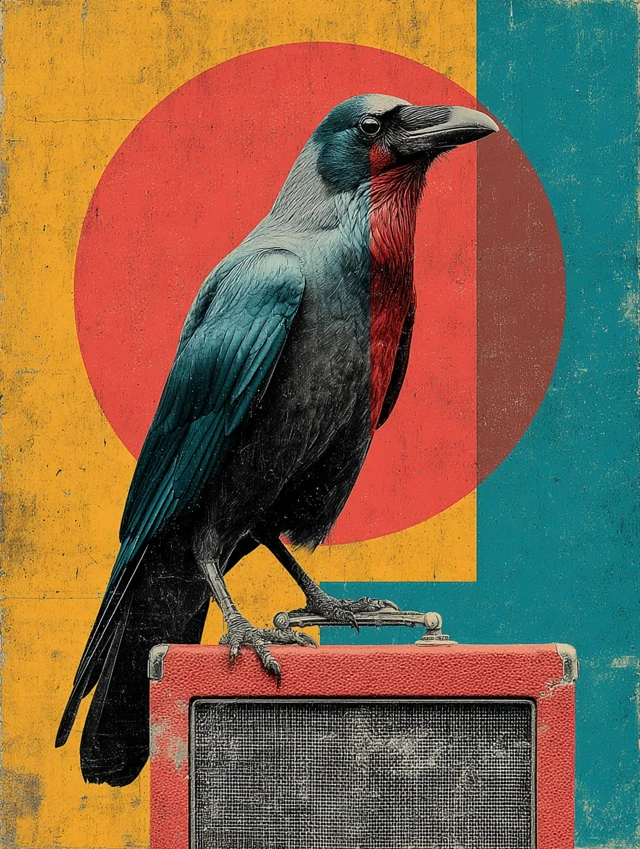 Raven on Amp Abstract Art Vintage