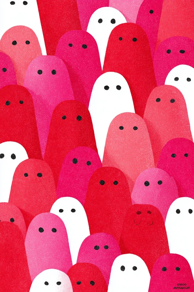 Cute Ghost Pattern Red Pink Vogue Cover Art