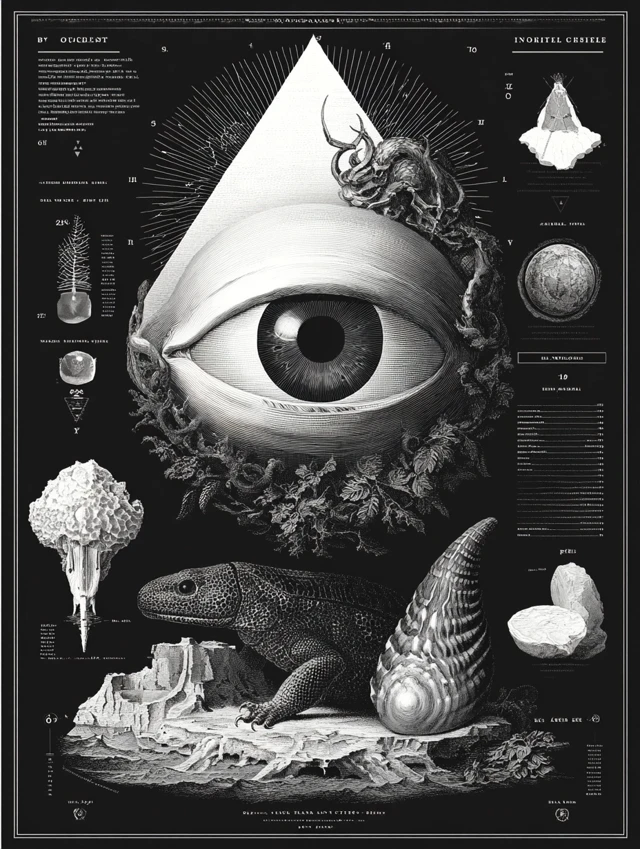 Occultism Card Black and White Illustration