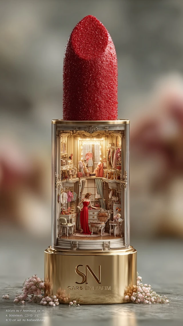 Macro Lipstick Scene Miniature Vanity Interior