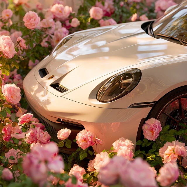 Porsche 911 GT3 in Roses Dreamlike Photo