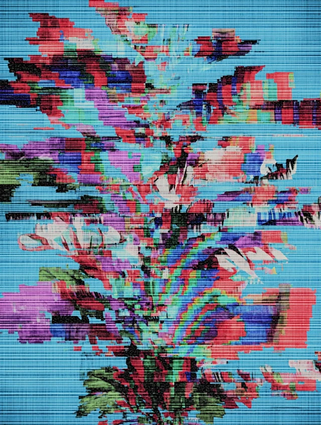 Abstract Digital Art with Violet and Neon Accents