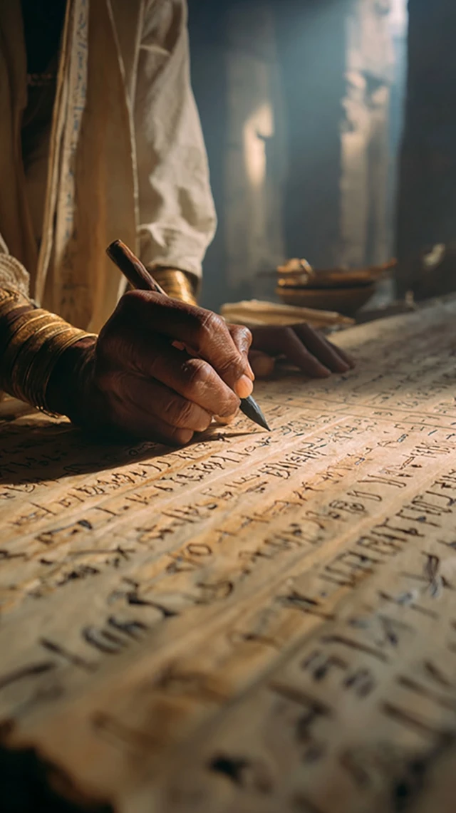 Ancient Egyptian Scribe Writing Hieroglyphs