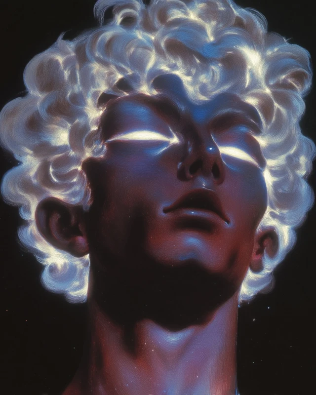Glowing Figure with Electric Eyes Illustration
