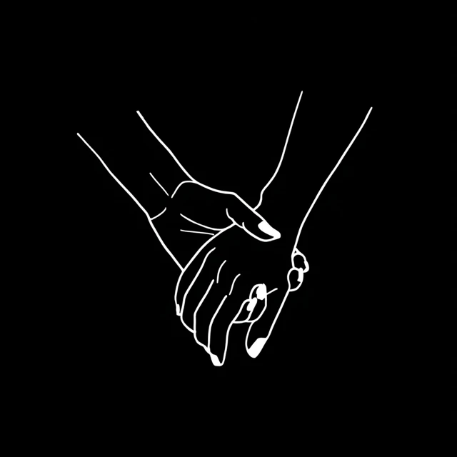 Hands Holding Logo Simple Line Art