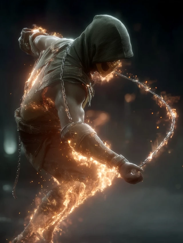 Mortal Kombat Scorpion Fiery Chain Whip
