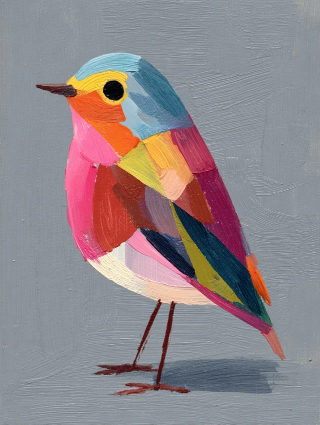 Colorful Bird Illustration Inspired by Matisse